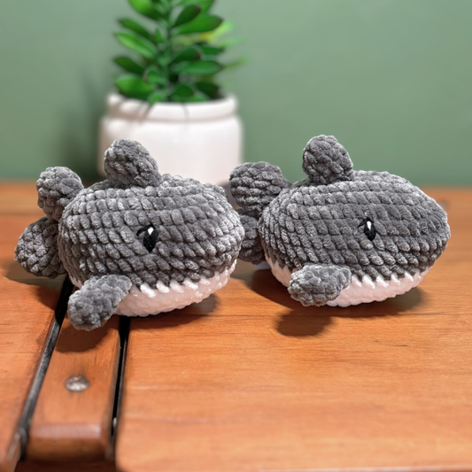 Crochet Chenille Shark with Embroidered Eyes