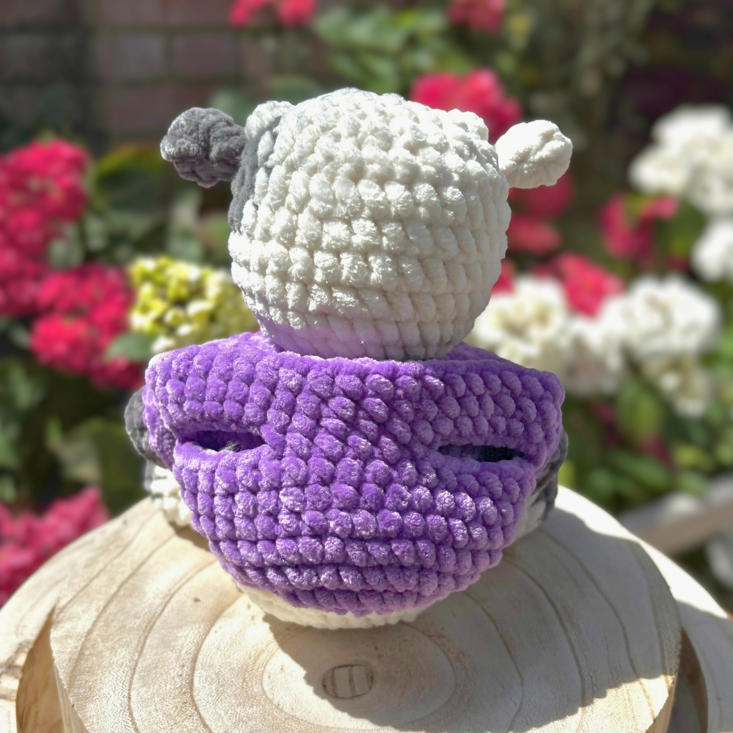 Crochet Hoody Cow in a Purple Interactive Hoody