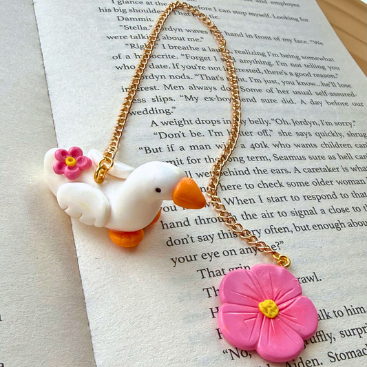 Spring Floral Duck Polymer Clay Chain Bookmark
