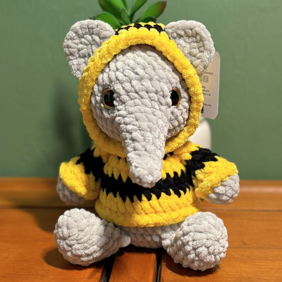 Crochet Hoody Elephant With Striped Hoody