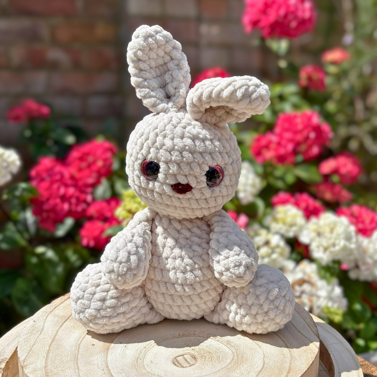 Crochet Chenille Bunny in Oat Colour
