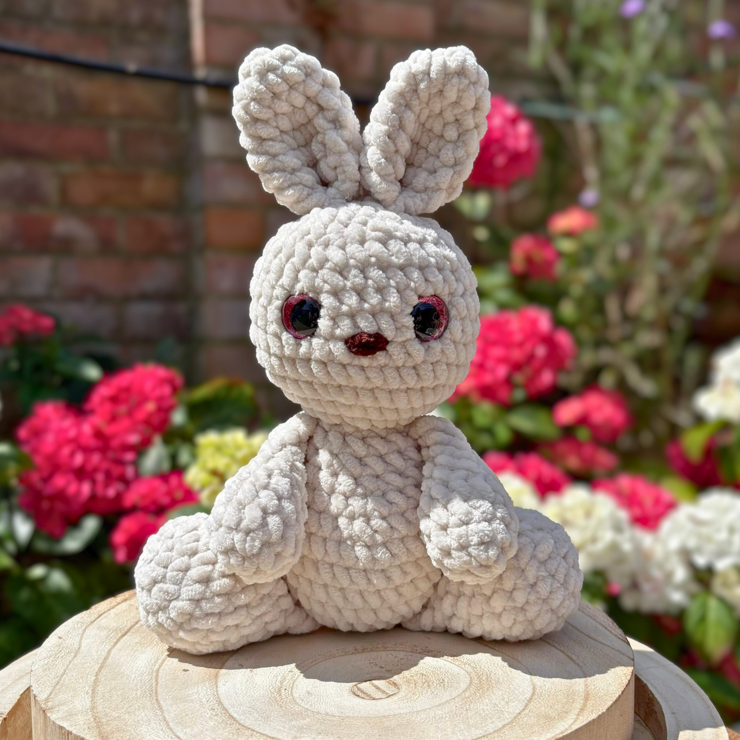 Crochet Chenille Bunny in Oat Colour