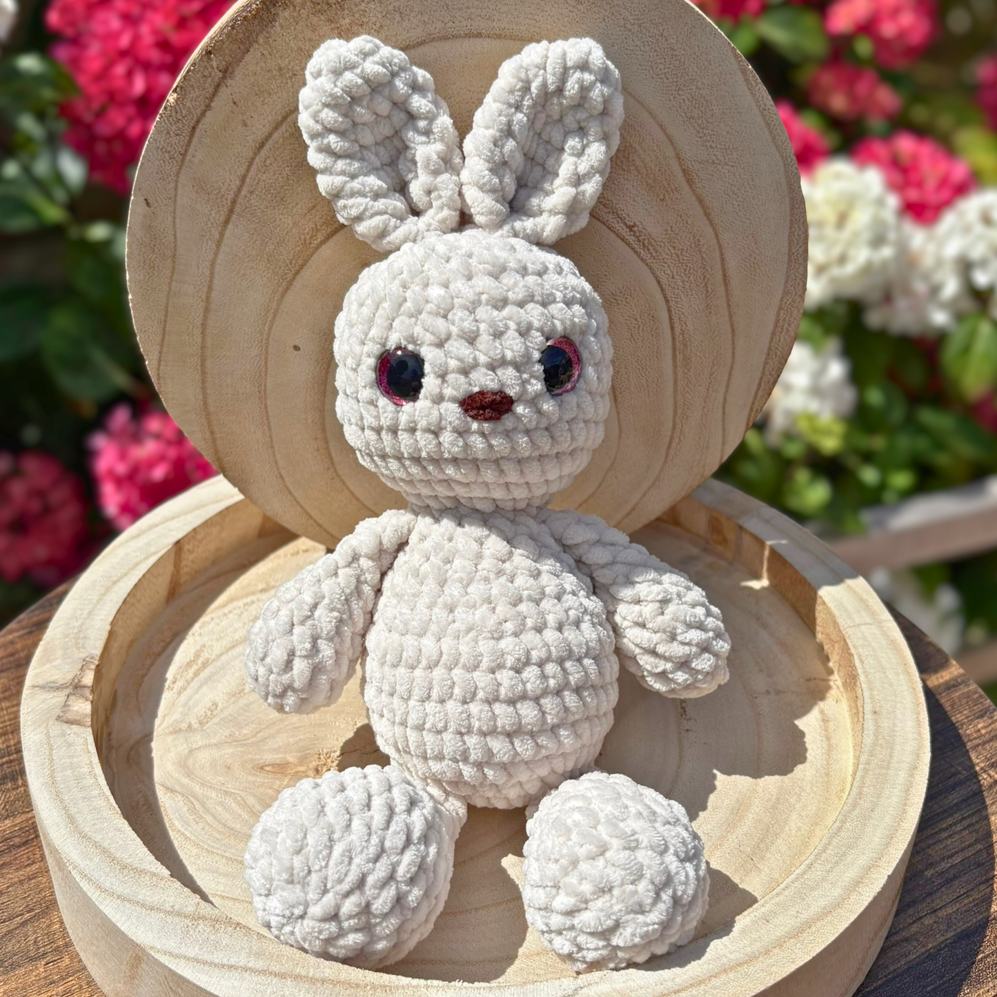 Crochet Chenille Bunny in Oat Colour