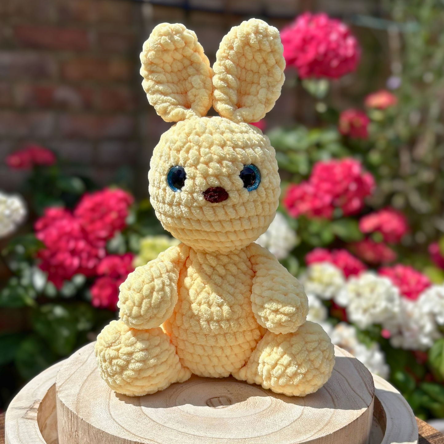 Crochet Chenille Bunny in Lemon Yellow Colour