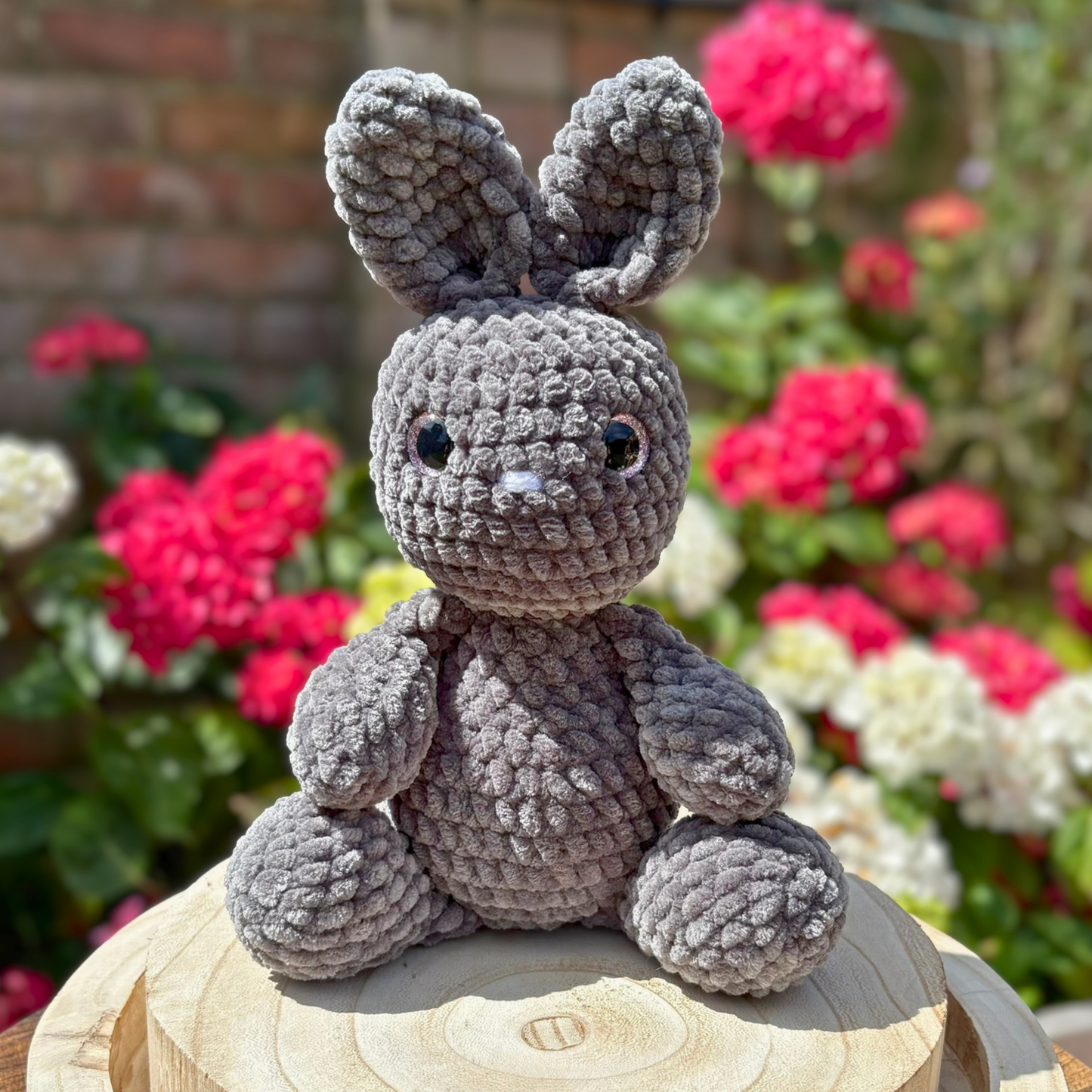 Crochet Chenille Bunny in Grey Colour