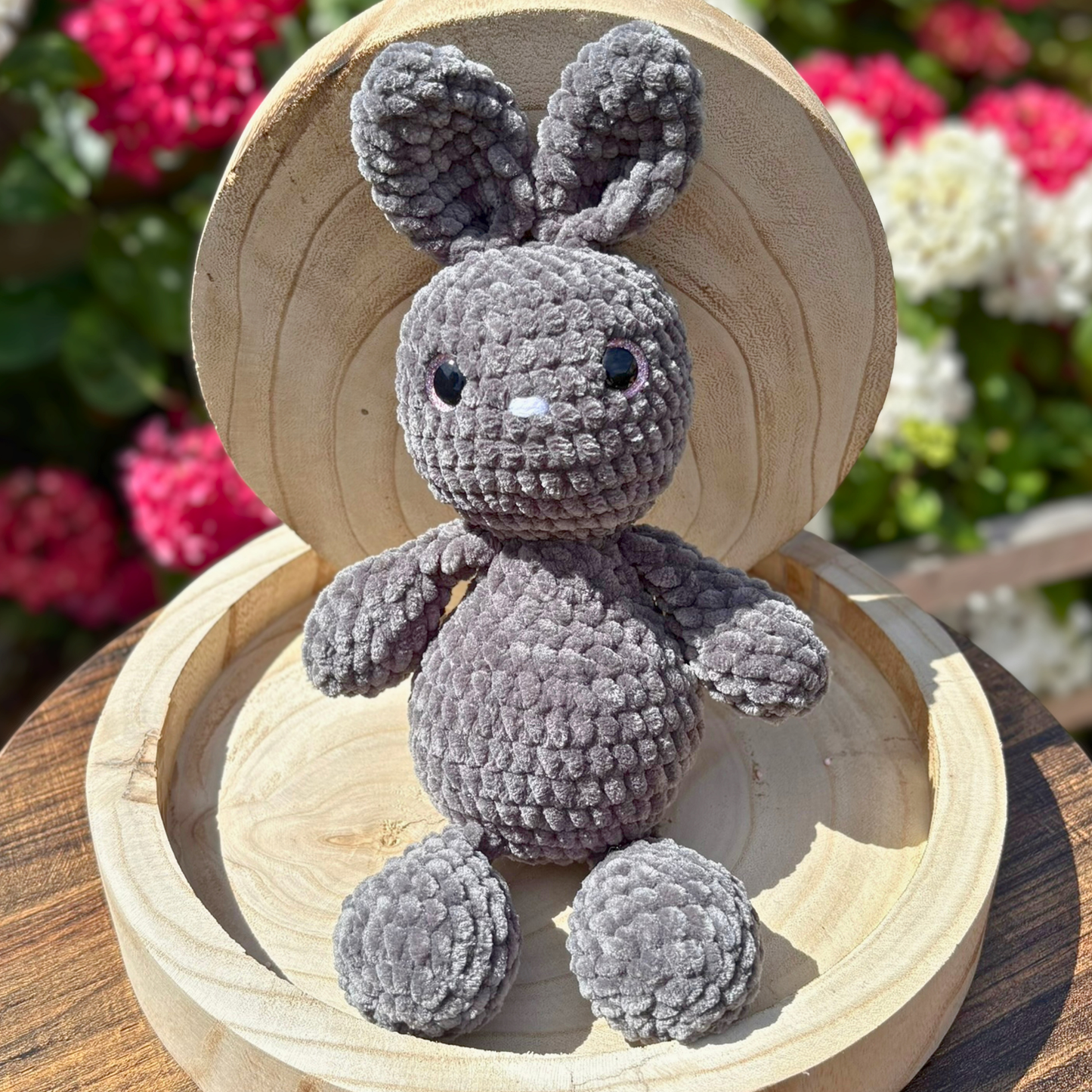Crochet Chenille Bunny in Grey Colour