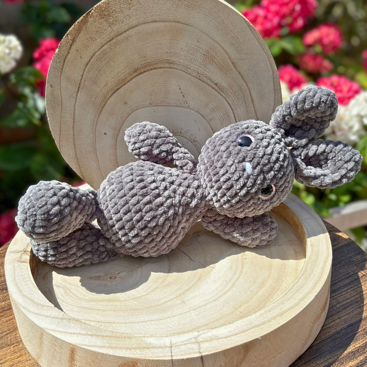 Crochet Chenille Bunny in Grey Colour