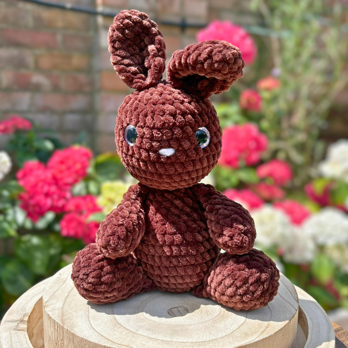 Crochet Chenille Bunny in Dark Brown Colour