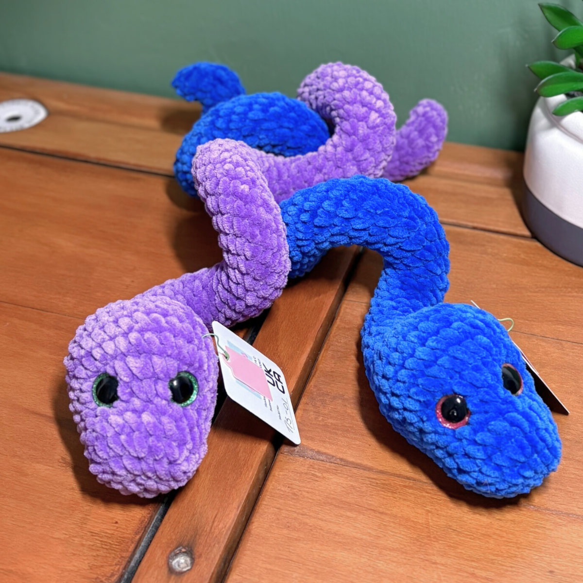 Crochet Chenille Plain Coloured Twisty Snake