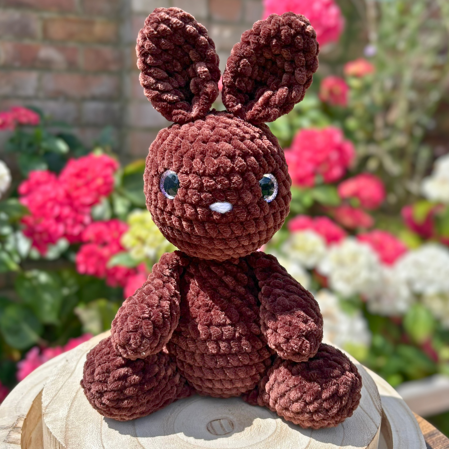 Crochet Chenille Bunny in Dark Brown Colour