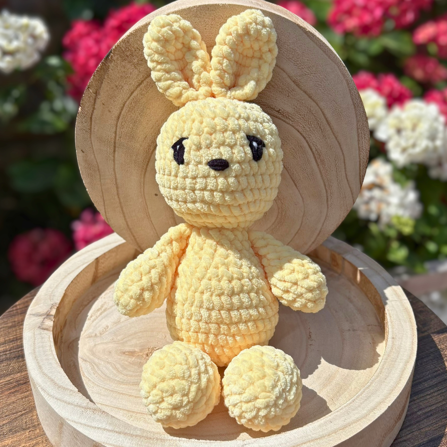 Crochet Chenille Bunny in Lemon Yellow Colour Suitable From BIRTH