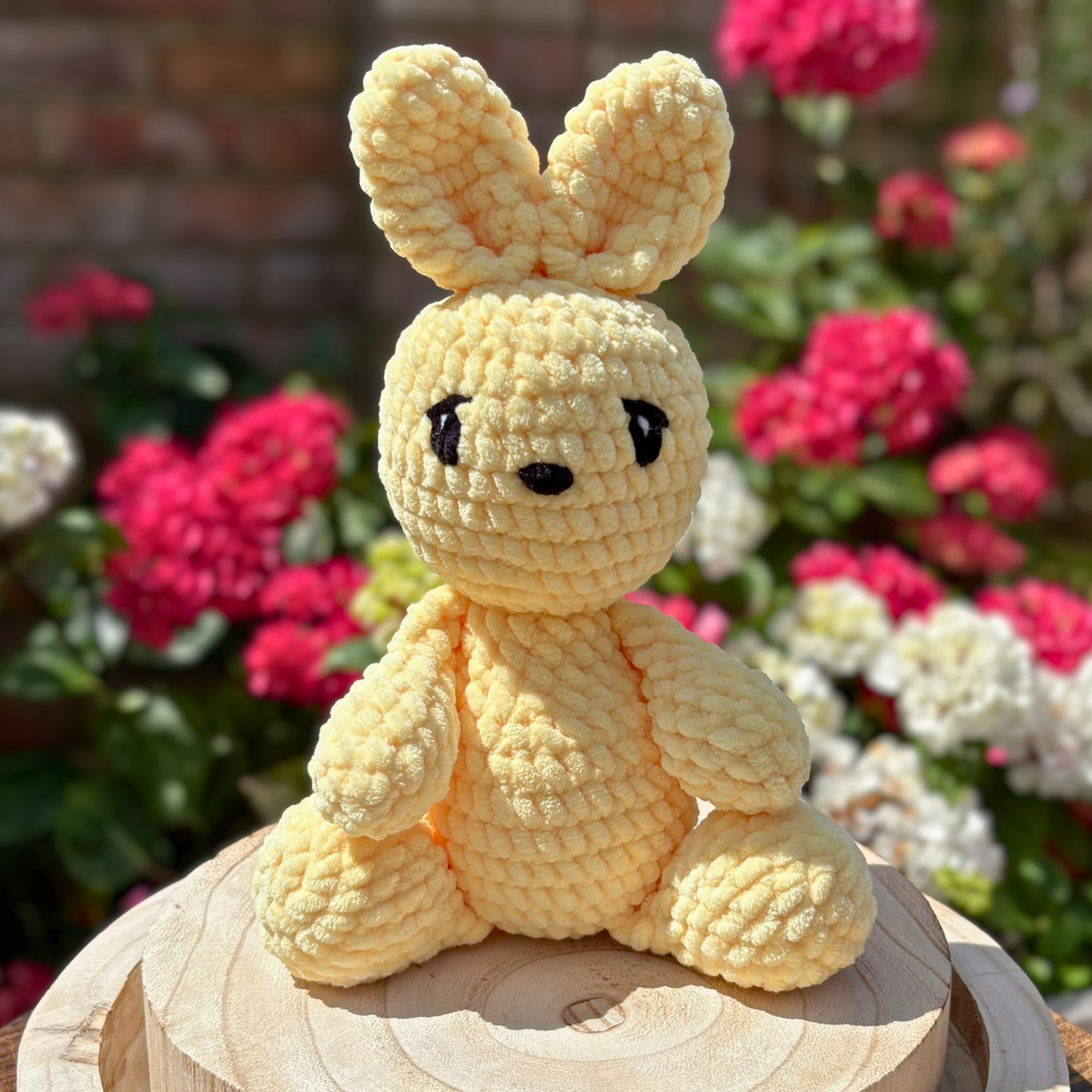 Crochet Chenille Bunny in Lemon Yellow Colour Suitable From BIRTH