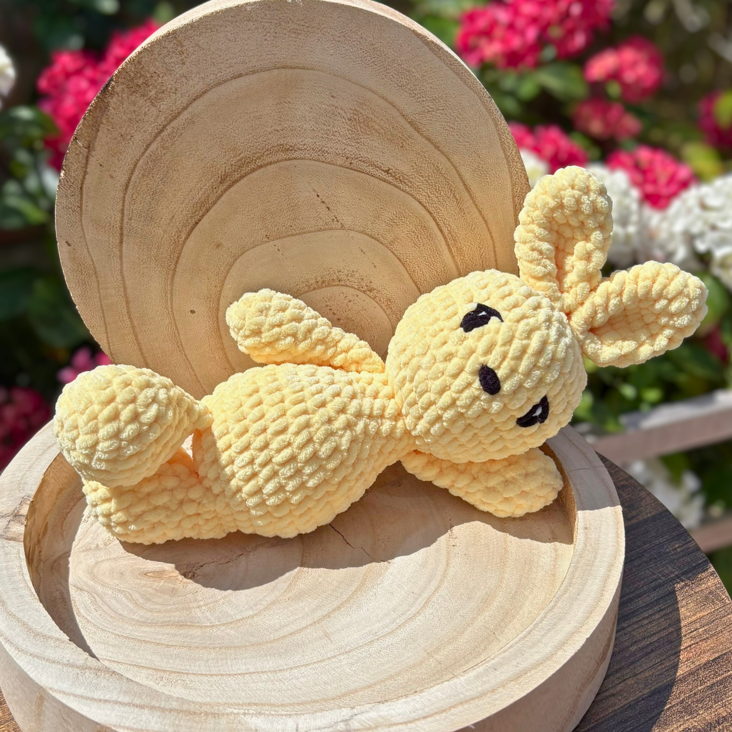 Crochet Chenille Bunny in Lemon Yellow Colour Suitable From BIRTH