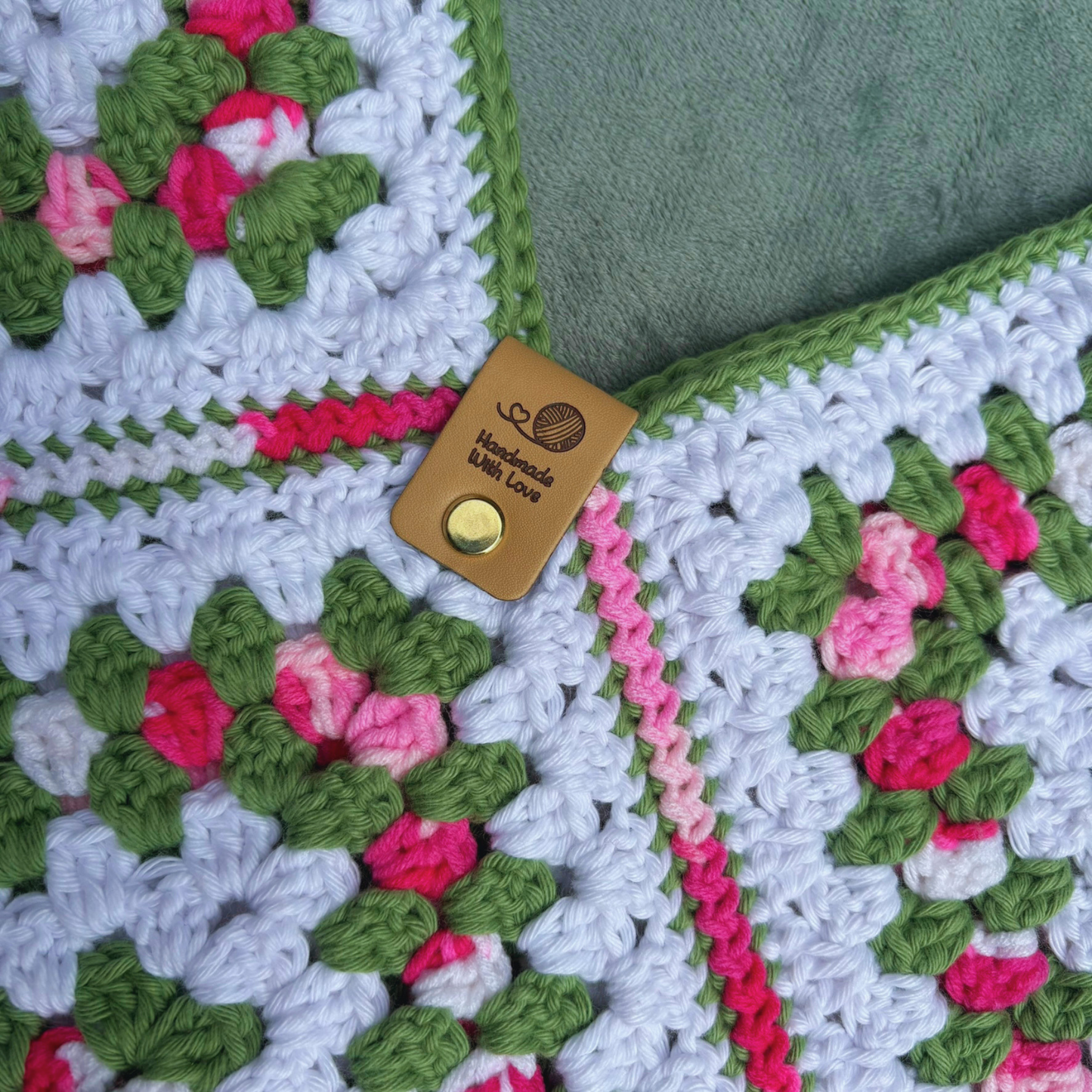 Handmade Crochet Cotton Granny Square Shoulder Bag in a Floral design