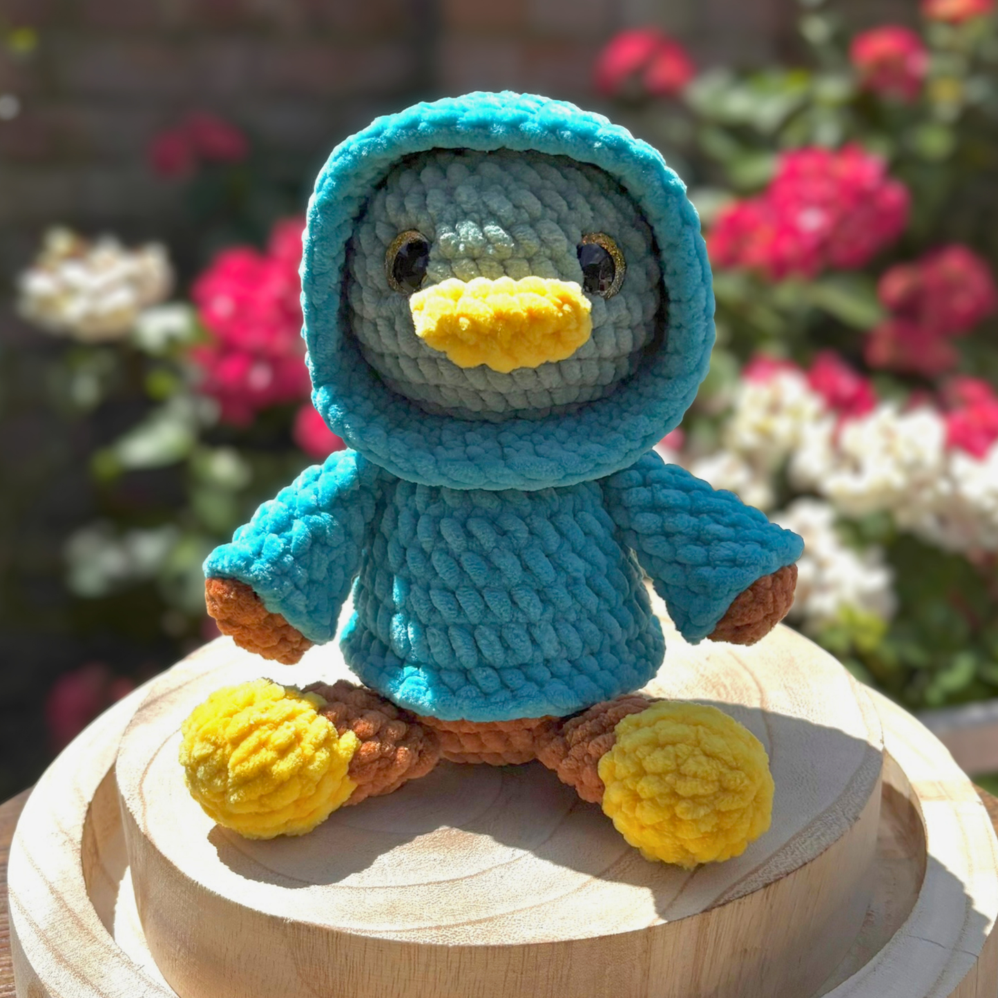 Crochet Chenille Hoody Mallard in Teal Interactive Hoody