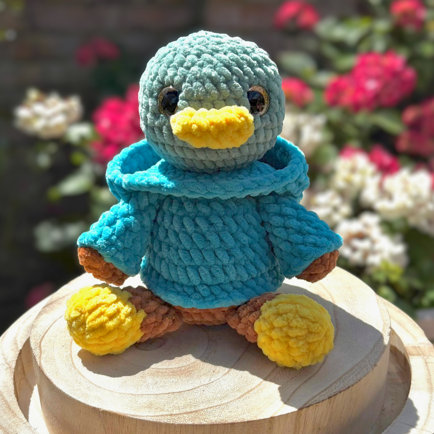Crochet Chenille Hoody Mallard in Teal Interactive Hoody