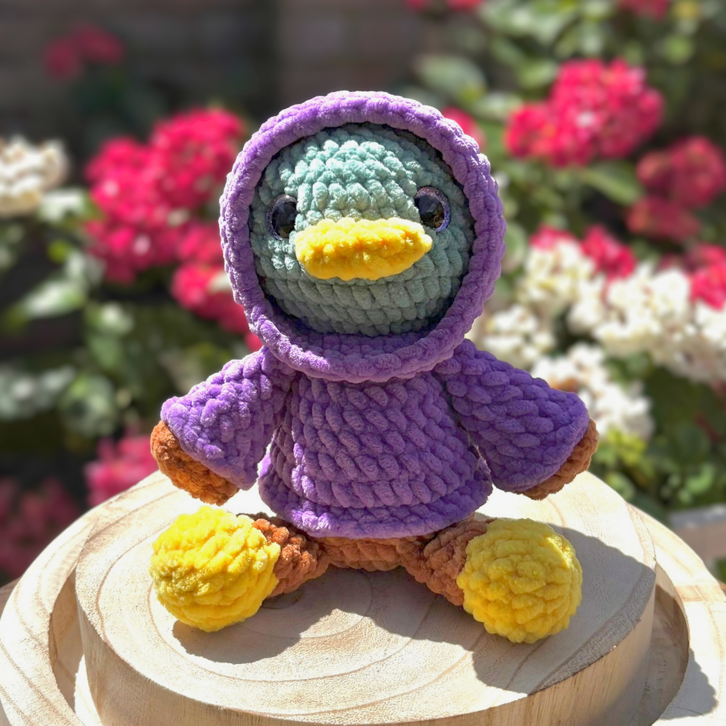 Crochet Chenille Hoody Mallard in Purple Interactive Hoody