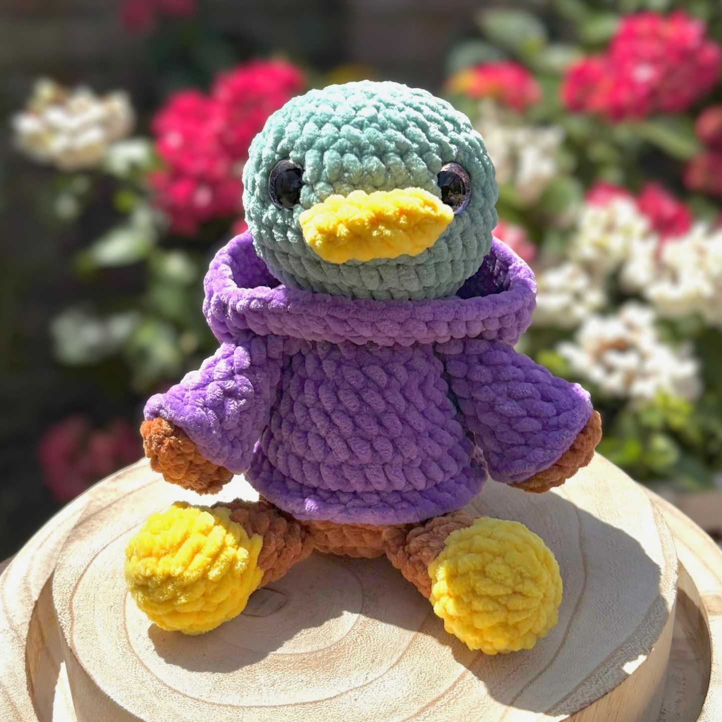 Crochet Chenille Hoody Mallard in Purple Interactive Hoody