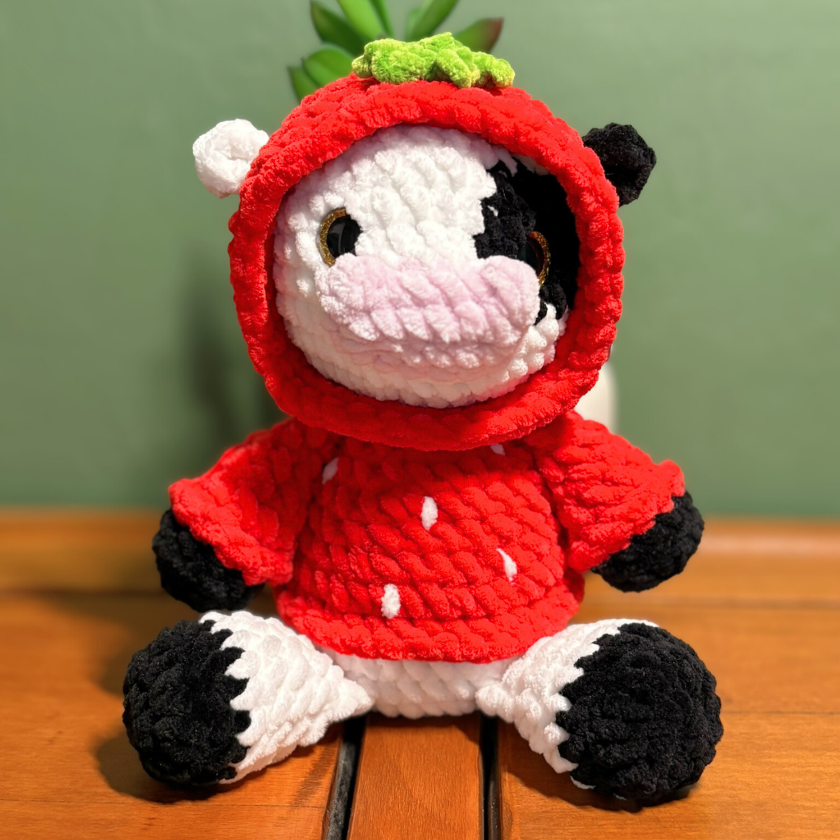 Crochet Strawberry Hoody Cow