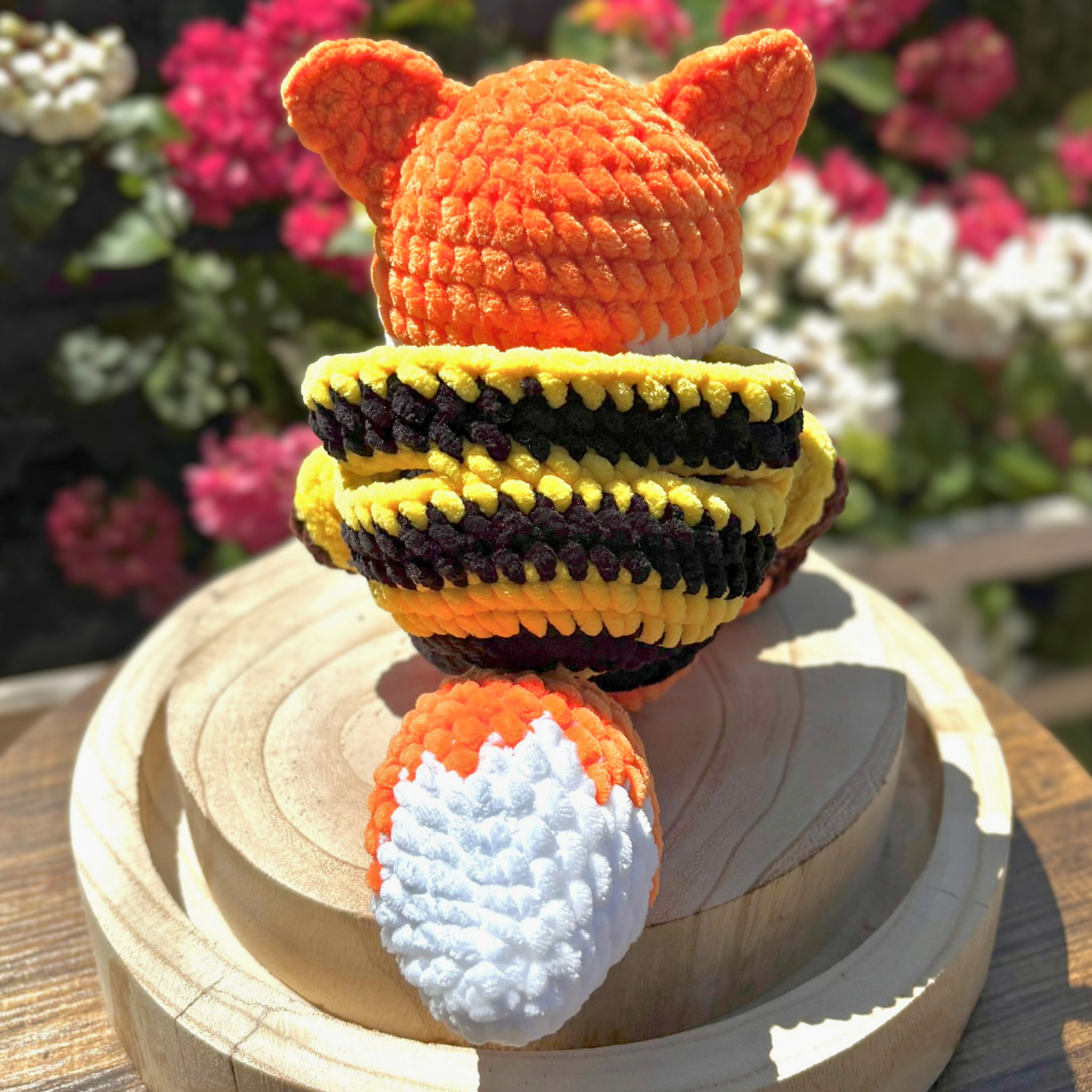 Crochet Hoody Fox With Interactive Yellow and Black Hoody