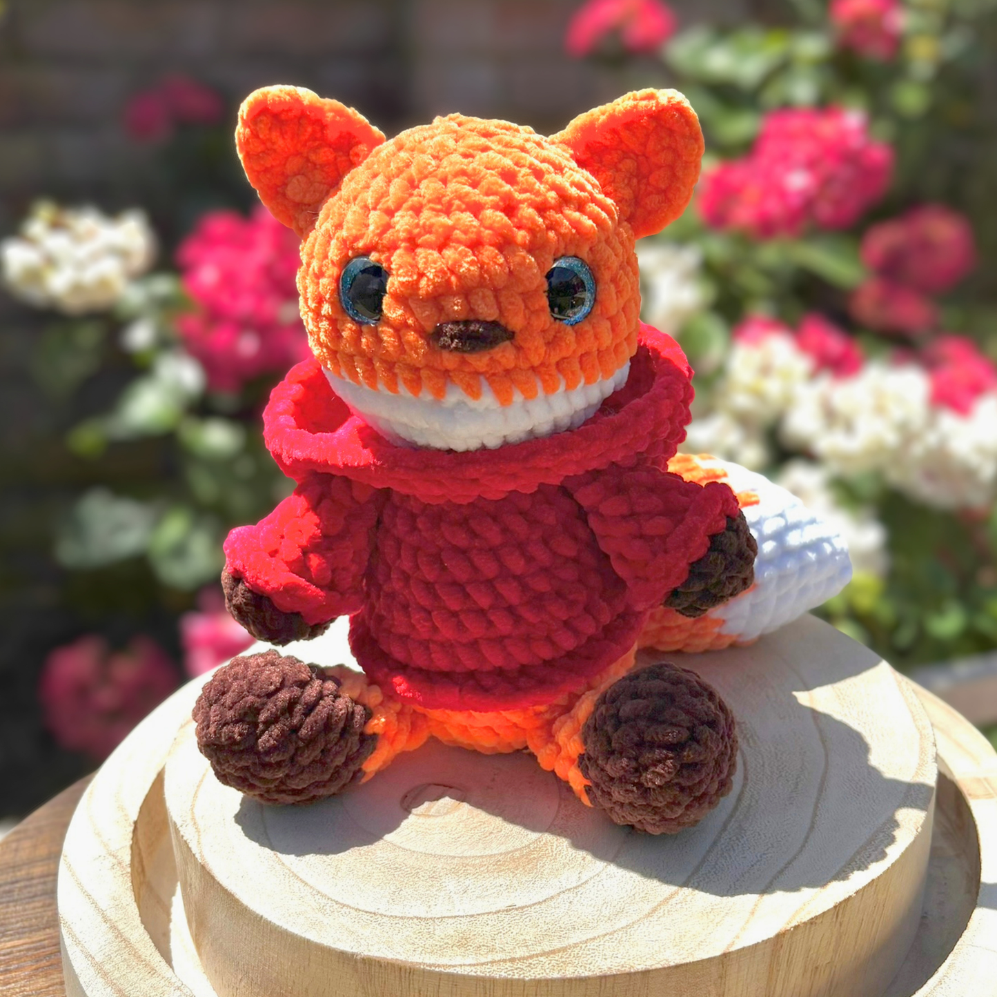 Crochet Hoody Fox With Interactive Red Hoody