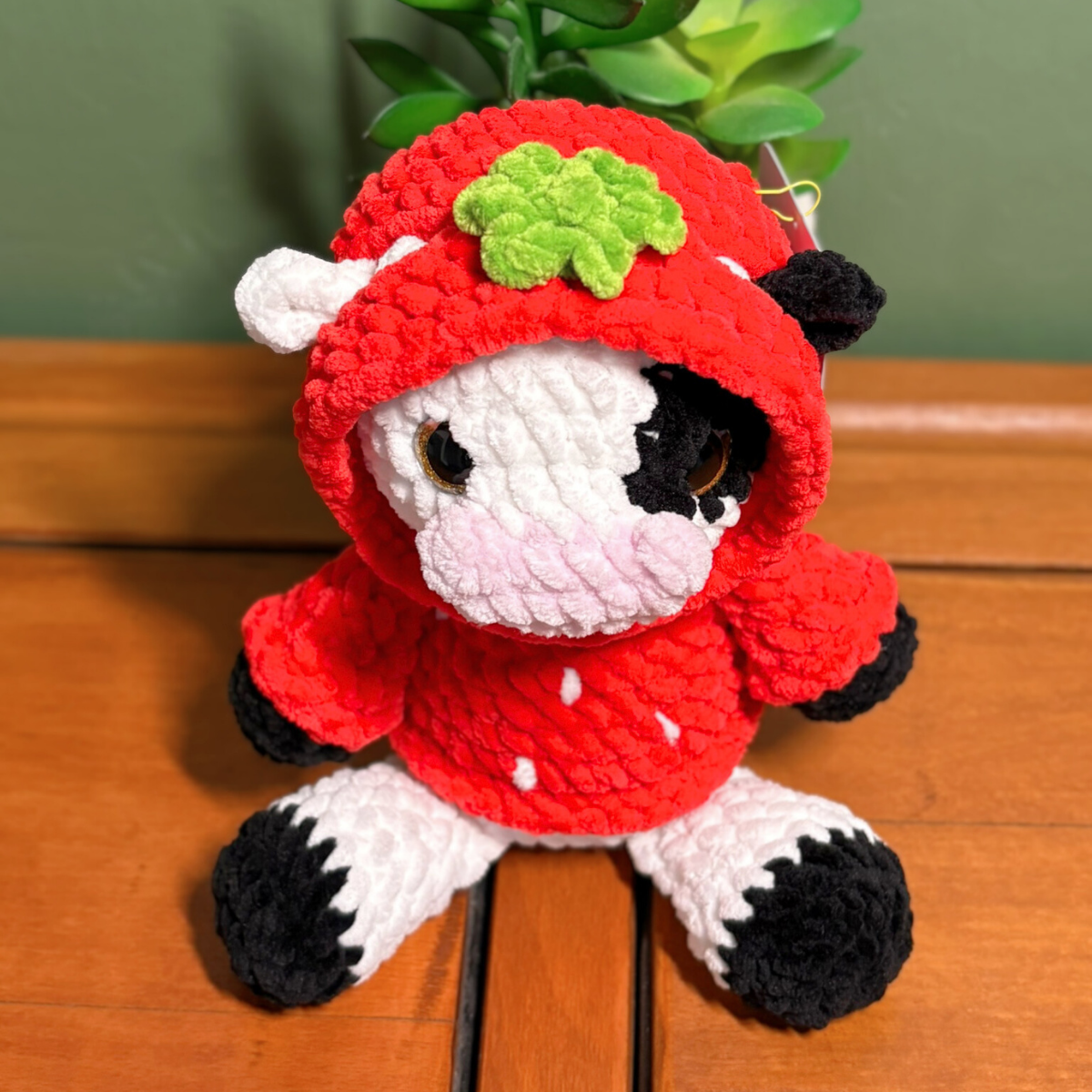 Crochet Strawberry Hoody Cow