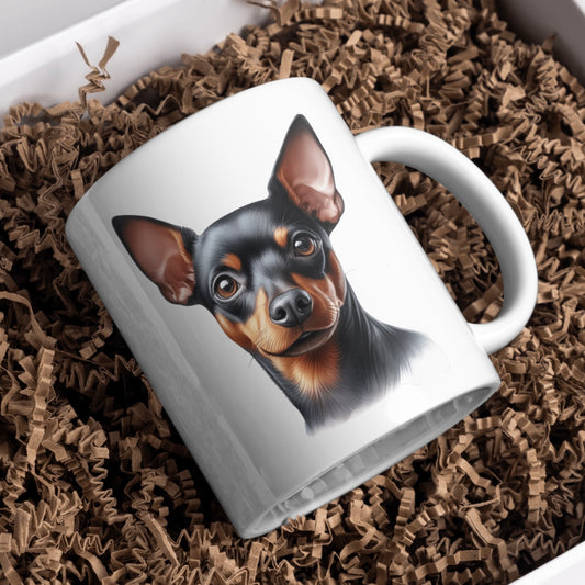 Miniature Pinscher Dog 11oz White Mug, Perfect Gift Idea As It Comes Boxed.