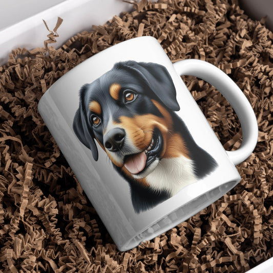 Entlebucher Mountain Dog 11oz White Mug, Perfect Gift Idea As It Comes Boxed.