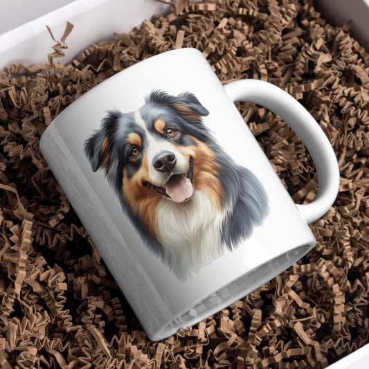 Australian Shepherd Dog 11oz White Mug, Perfect Gift Idea As It Comes Boxed.