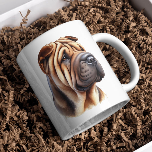 Shar Pei Dog 11oz White Mug, Perfect Gift Idea As It Comes Boxed.