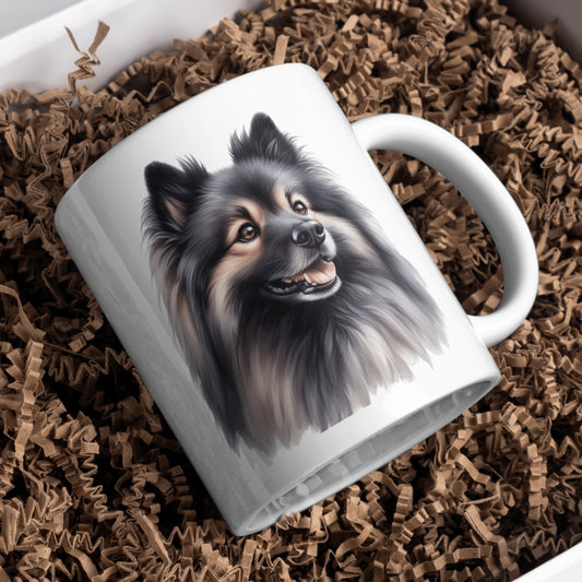 Keeshond Dog 11oz White Mug, Perfect Gift Idea As It Comes Boxed.