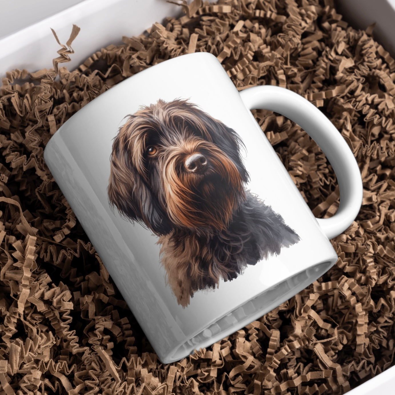 Wirehaired Pointing Griffon Dog 11oz White Mug, Perfect Gift Idea As It Comes Boxed.