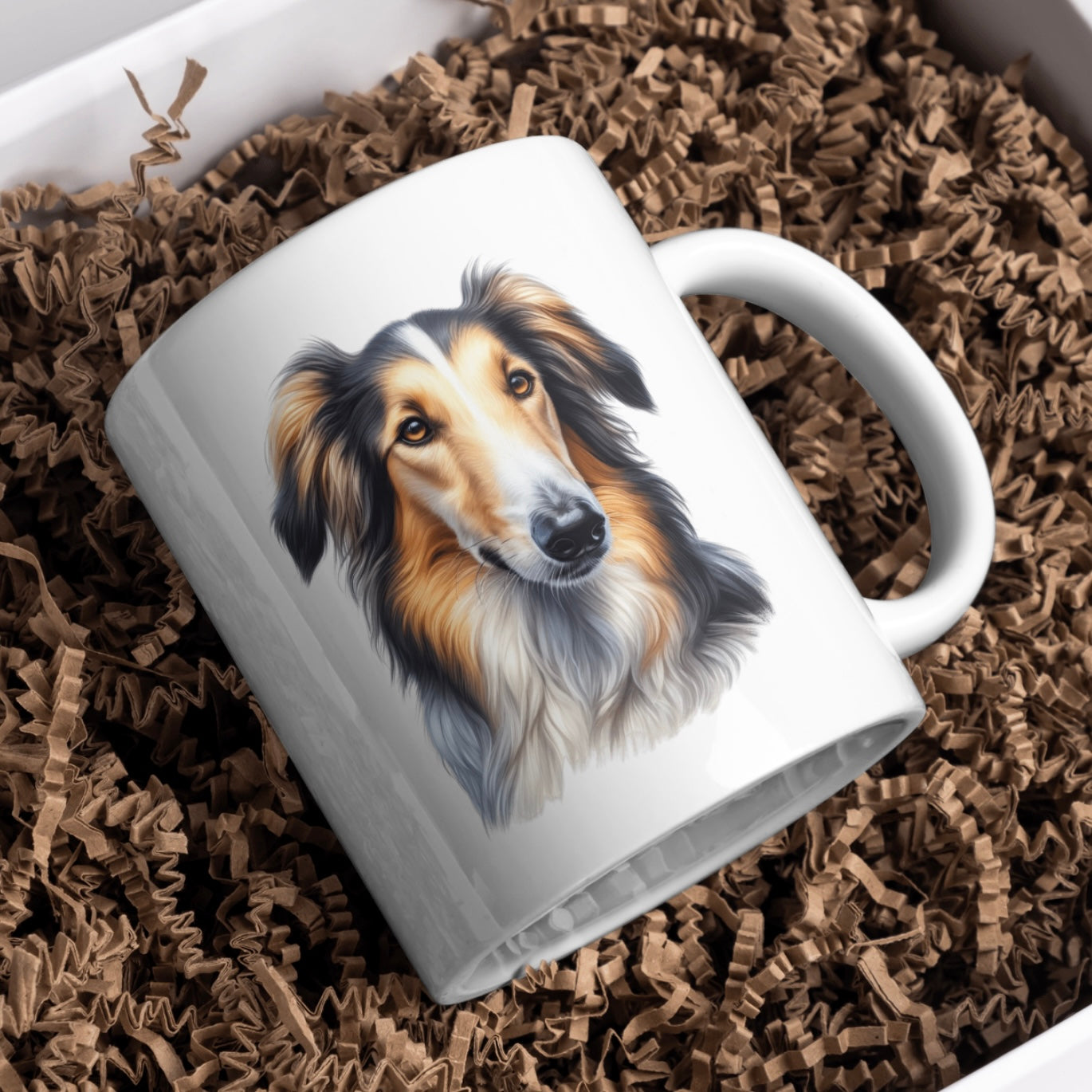 Borzoi Dog 11oz White Mug, Perfect Gift Idea As It Comes Boxed.