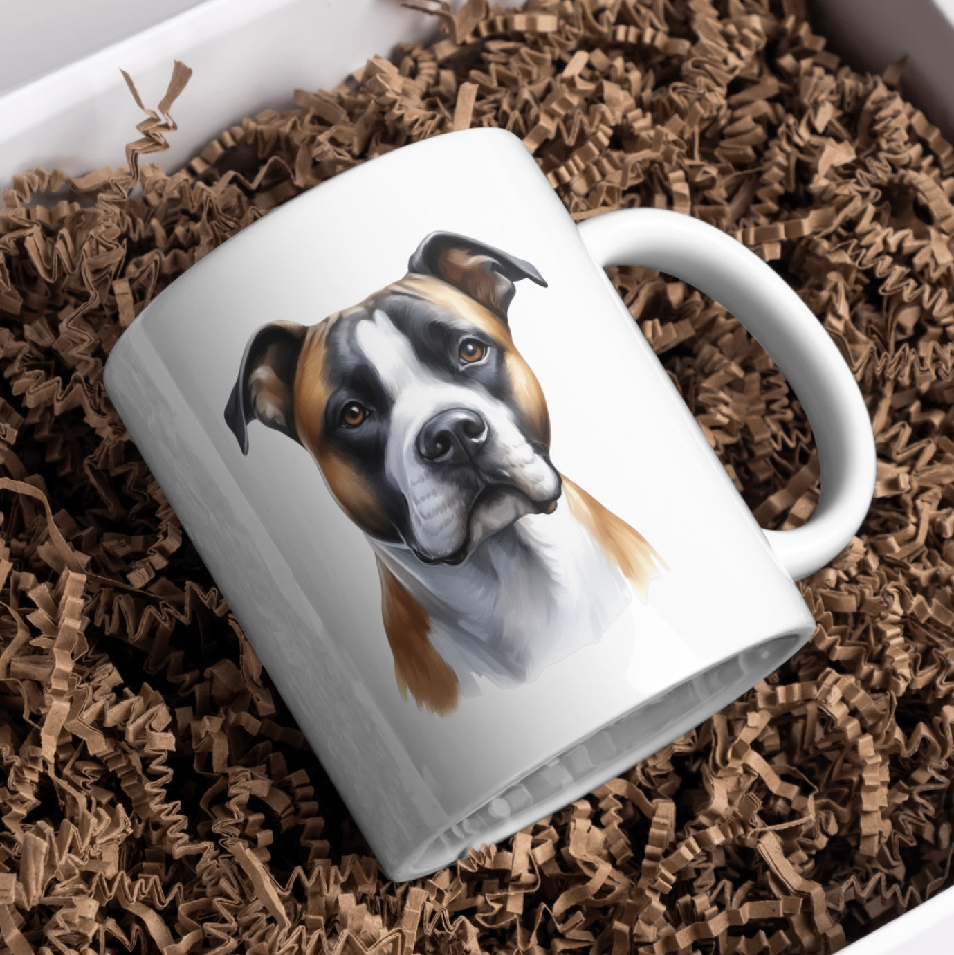 American Staffordshire Bull Terrier Dog 11oz White Mug, Perfect Gift Idea As It Comes Boxed.