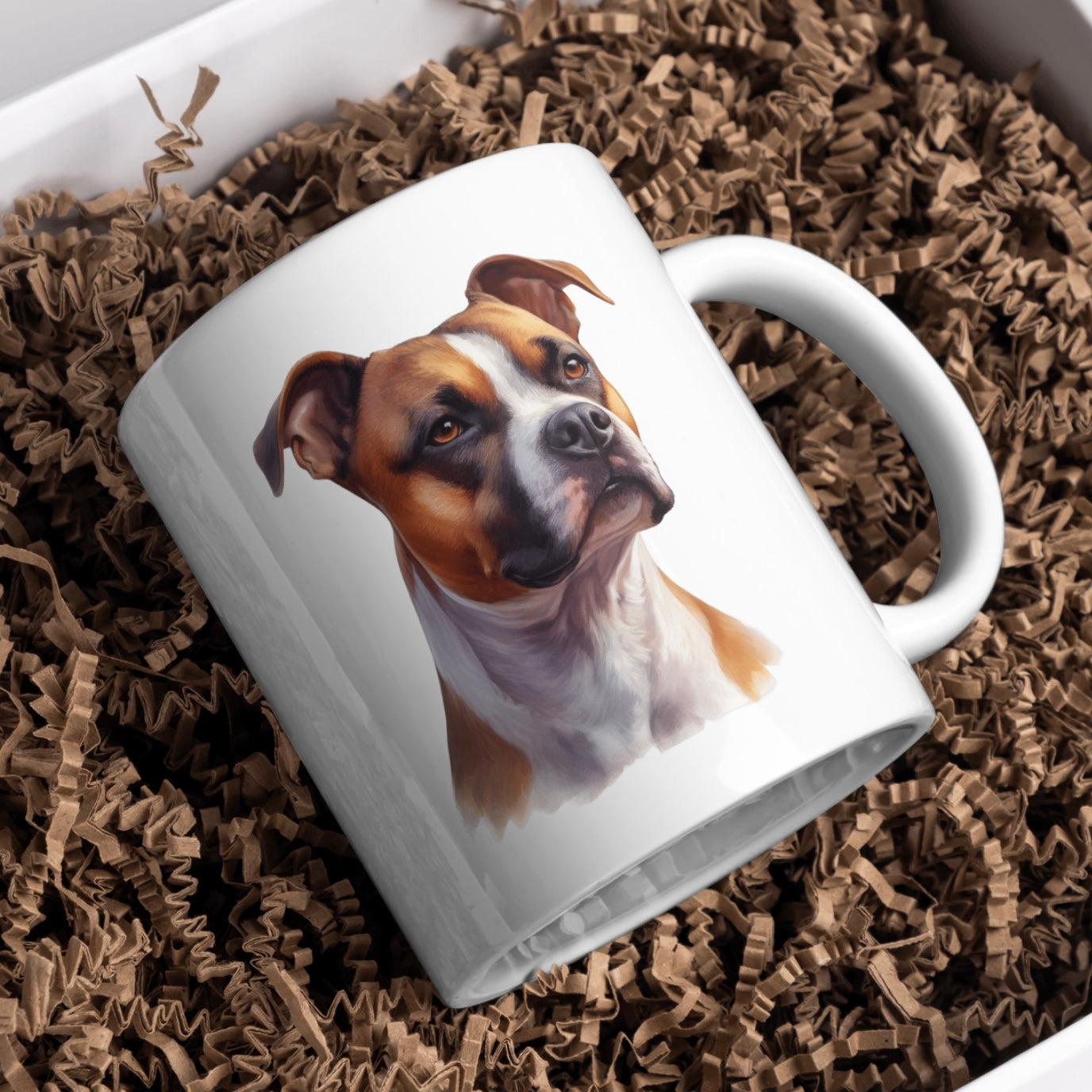 American Staffordshire Bull Terrier Dog 11oz White Mug, Perfect Gift Idea As It Comes Boxed.