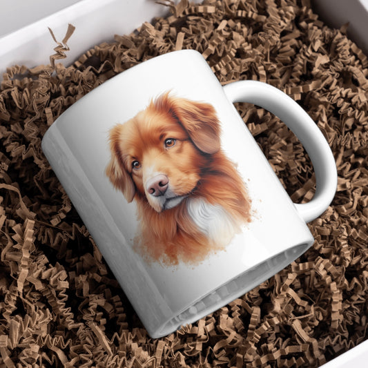 Nova Scotia Duck Tolling Retriever Dog 2 11oz White Mug, Perfect Gift Idea As It Comes Boxed.