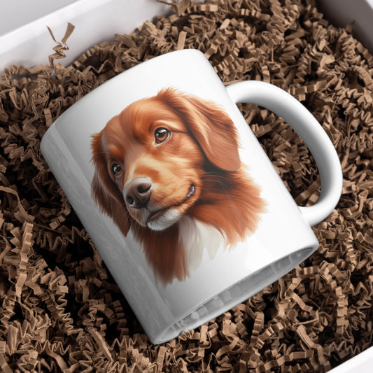 Nova Scotia Duck Tolling Retriever Dog 3 11oz White Mug, Perfect Gift Idea As It Comes Boxed.