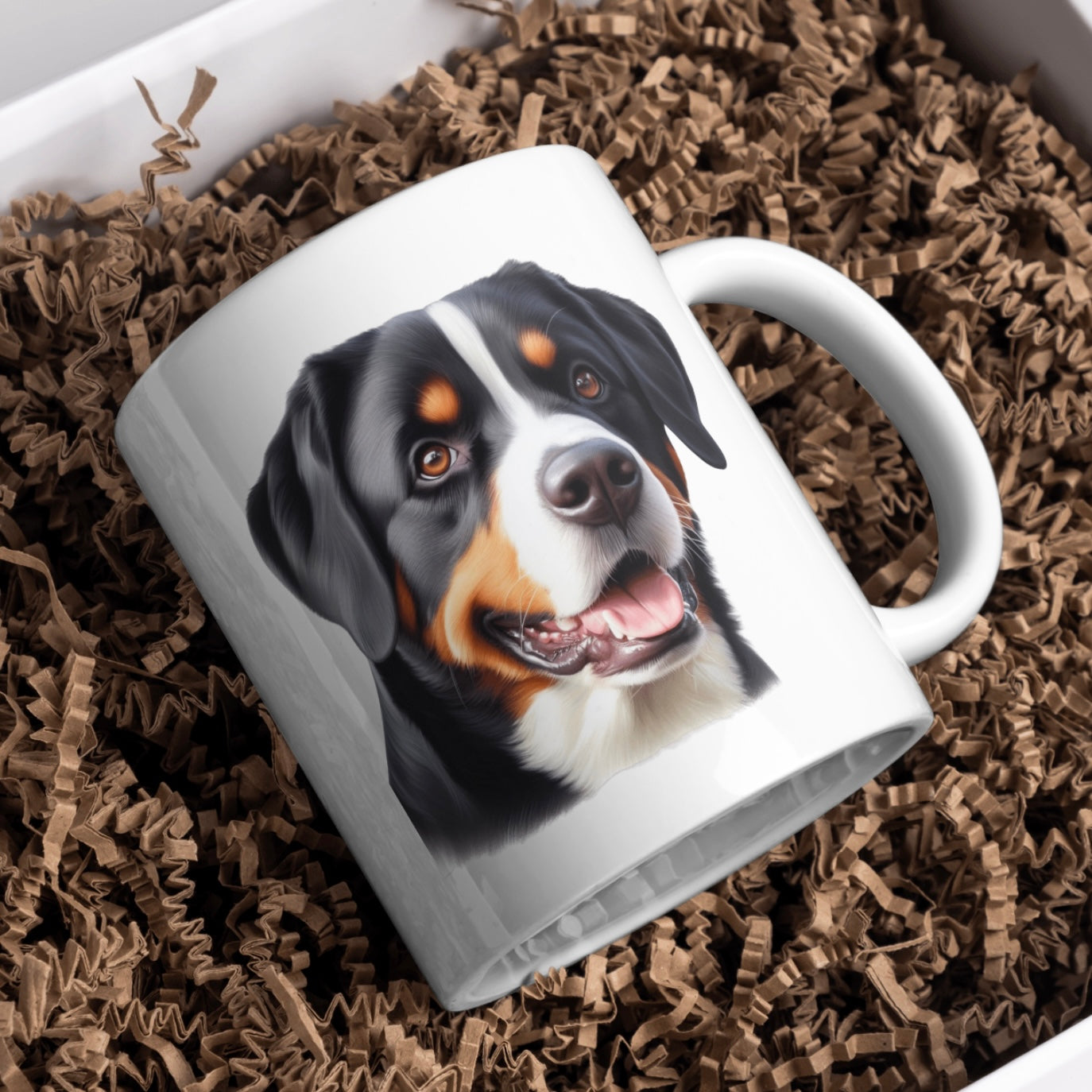 Greater Swiss Mountain Dog 11oz White Mug, Perfect Gift Idea As It Comes Boxed.