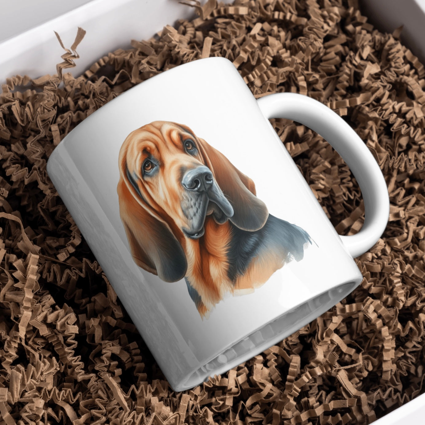 Bloodhound Dog 11oz White Mug, Perfect Gift Idea As It Comes Boxed.