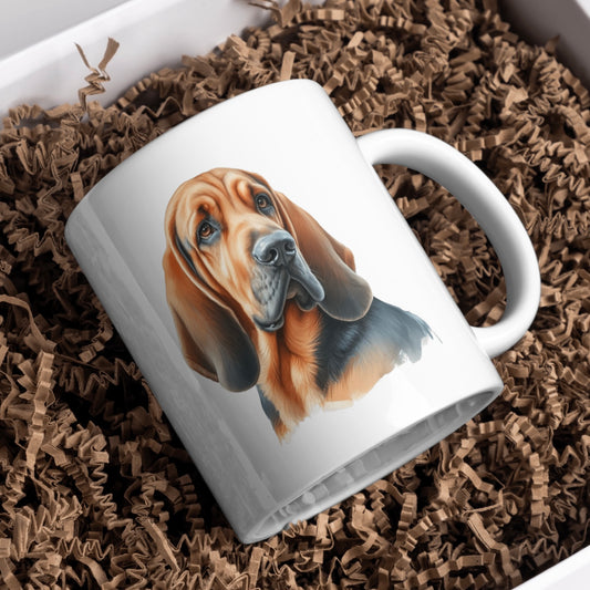 Bloodhound Dog 11oz White Mug, Perfect Gift Idea As It Comes Boxed.