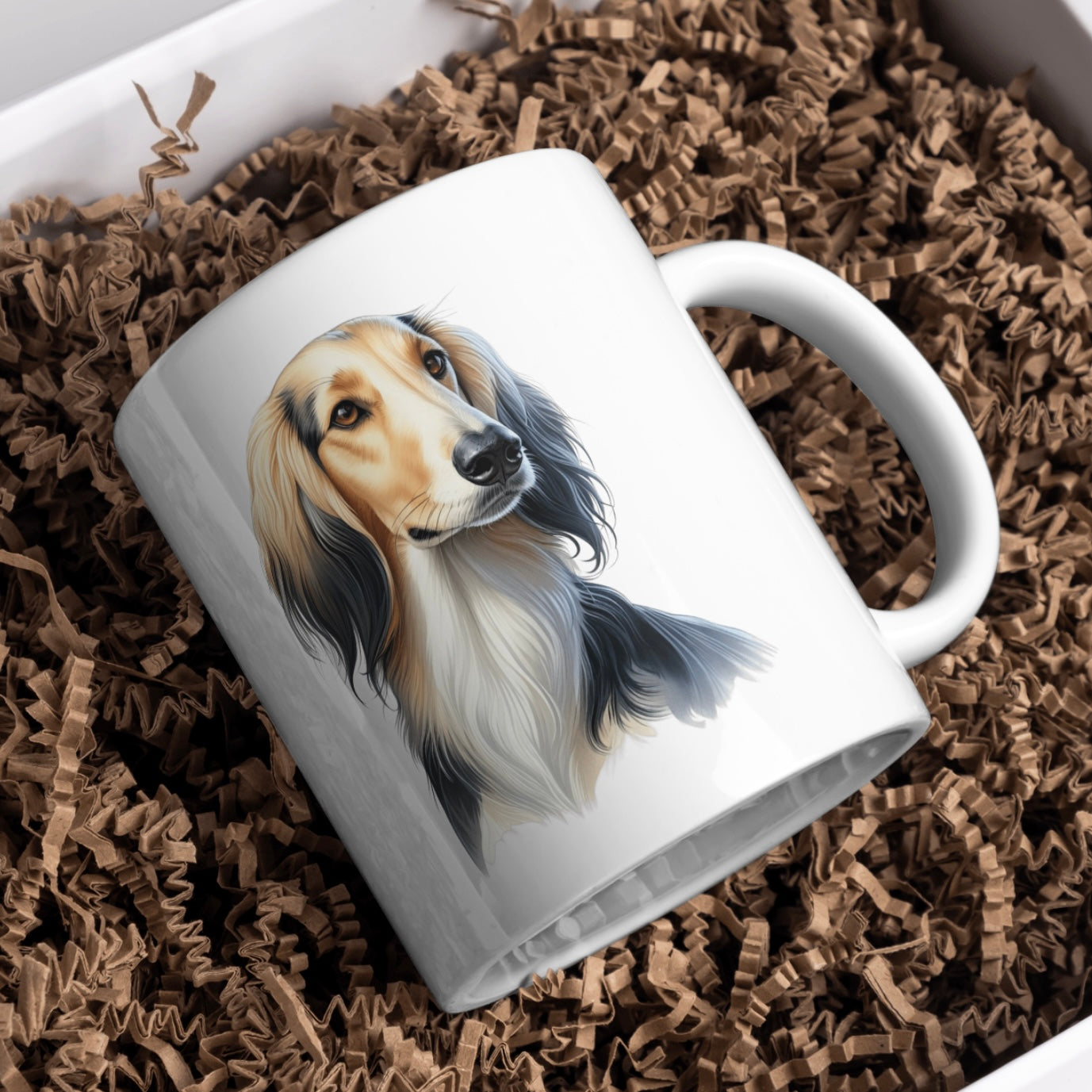 Saluki Dog 11oz White Mug, Perfect Gift Idea As It Comes Boxed.