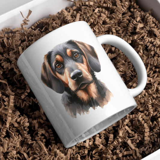 Plott Dog 11oz White Mug, Perfect Gift Idea As It Comes Boxed.