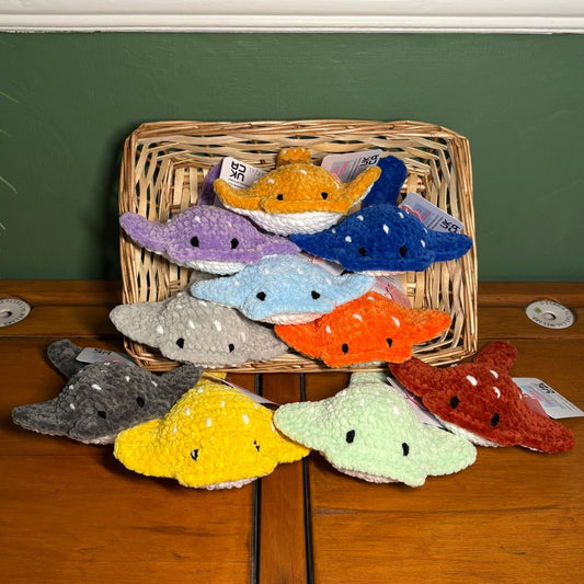 Crochet Chenille Mini Stingrays with Embroidered Eyes