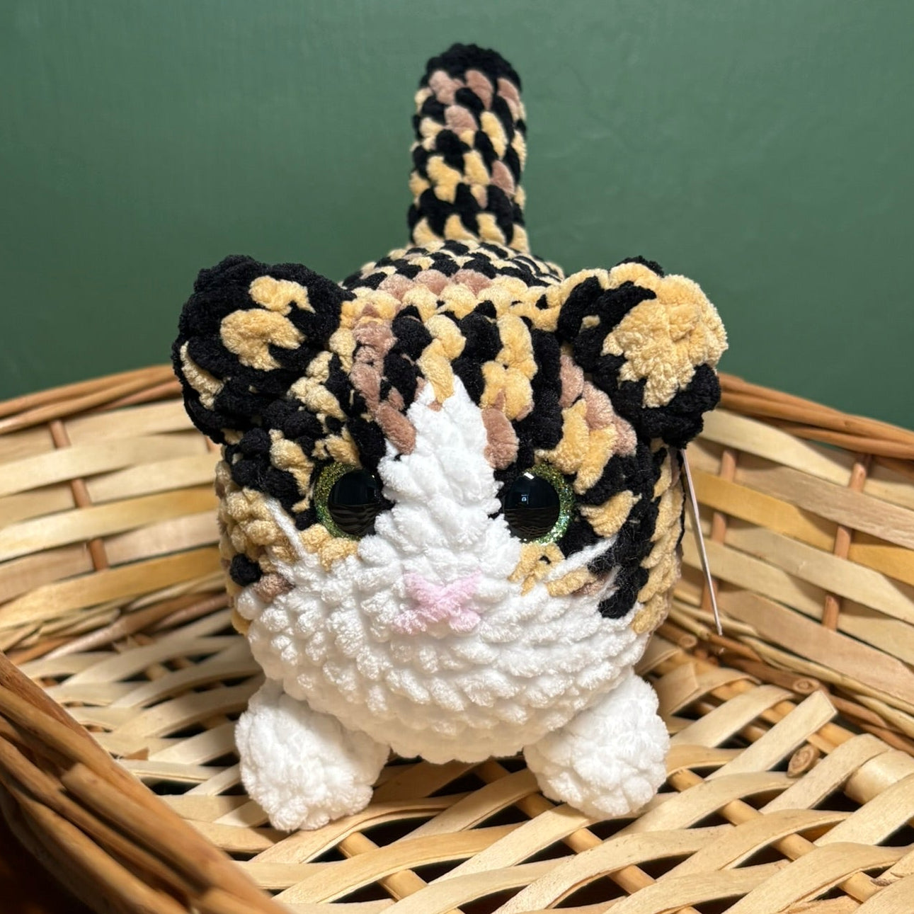Crochet Chenille Loaf Cats with Glitter Eyes Various Colours
