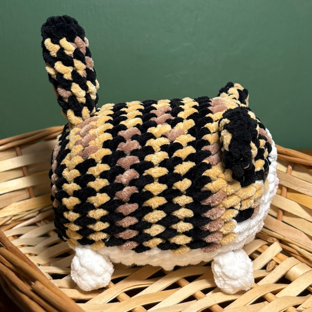 Crochet Chenille Loaf Cats with Glitter Eyes Various Colours