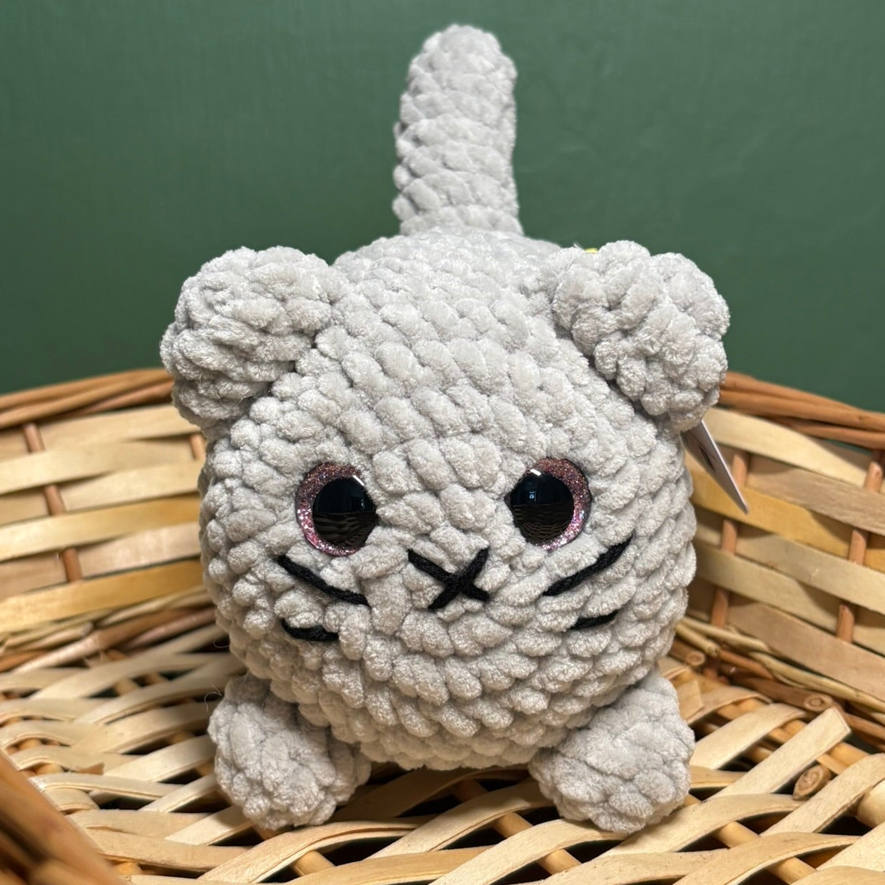 Crochet Chenille Loaf Cats with Glitter Eyes Various Colours
