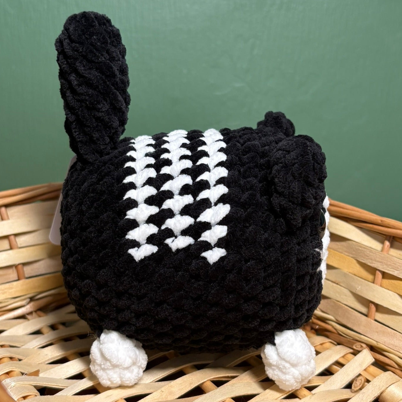 Crochet Chenille Loaf Cats with Glitter Eyes Various Colours