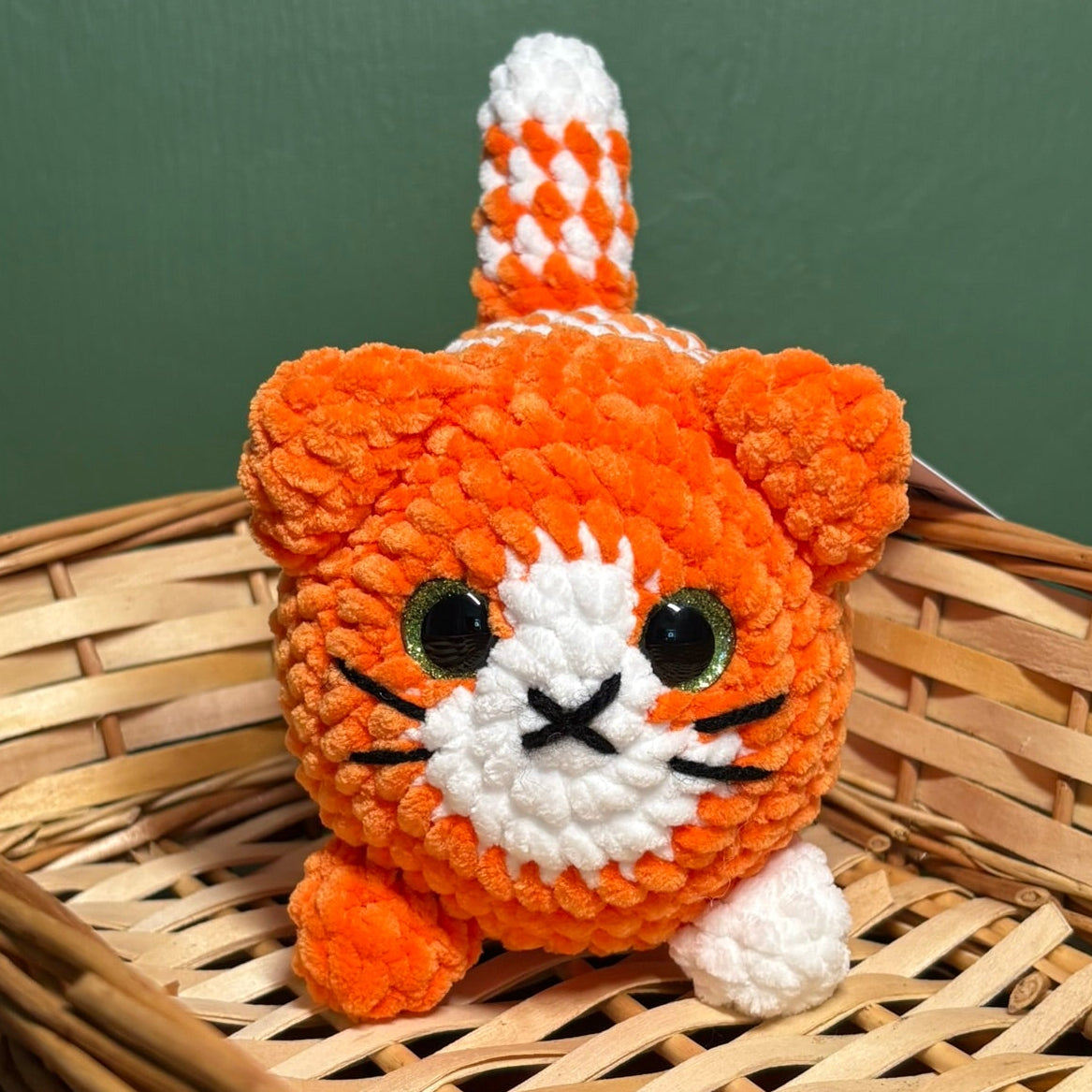 Crochet Chenille Loaf Cats with Glitter Eyes Various Colours