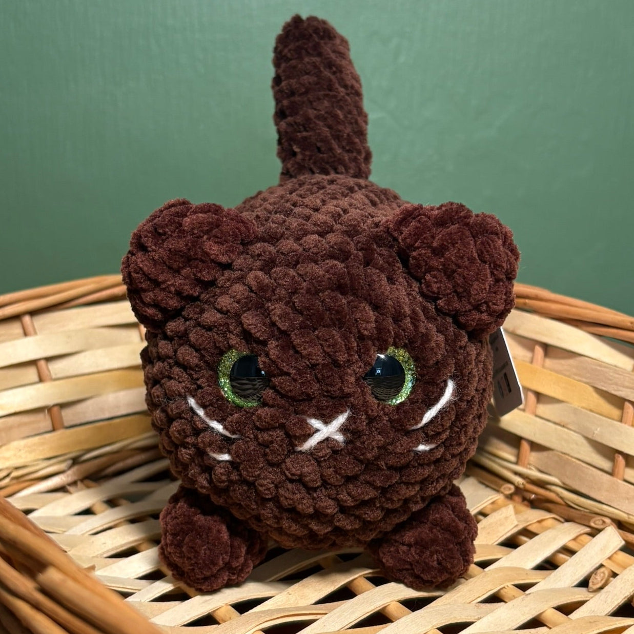 Crochet Chenille Loaf Cats with Glitter Eyes Various Colours