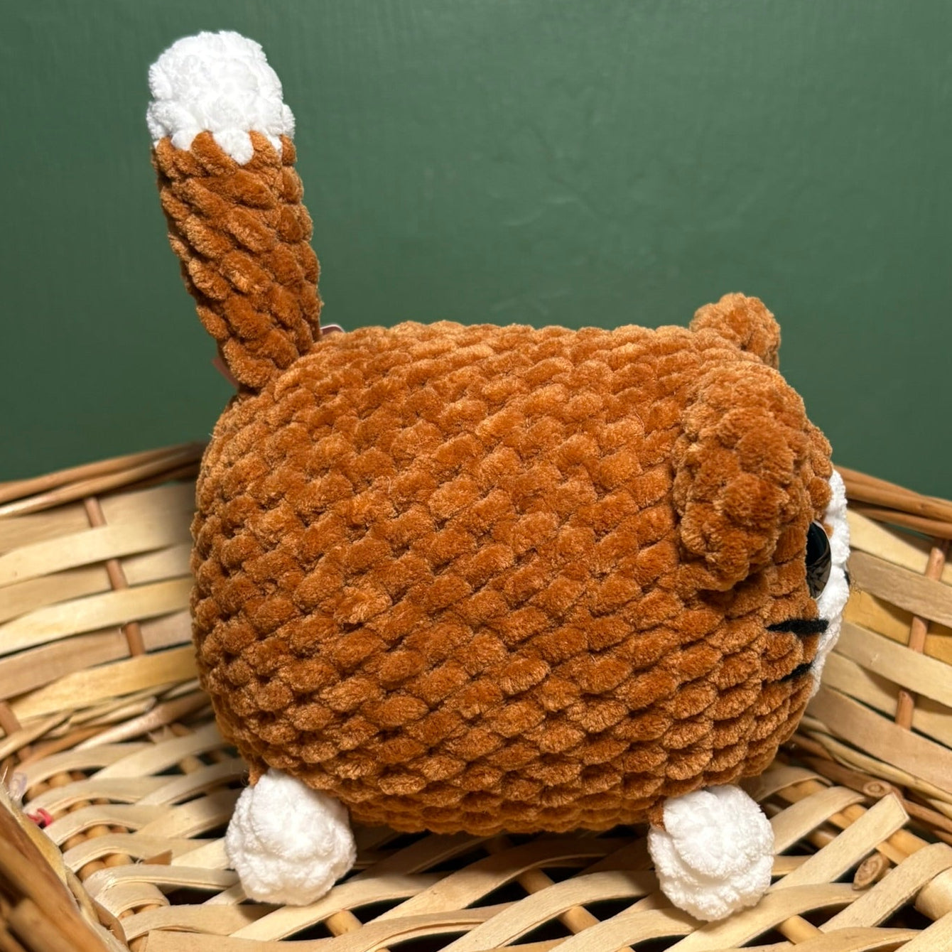 Crochet Chenille Loaf Cats with Glitter Eyes Various Colours